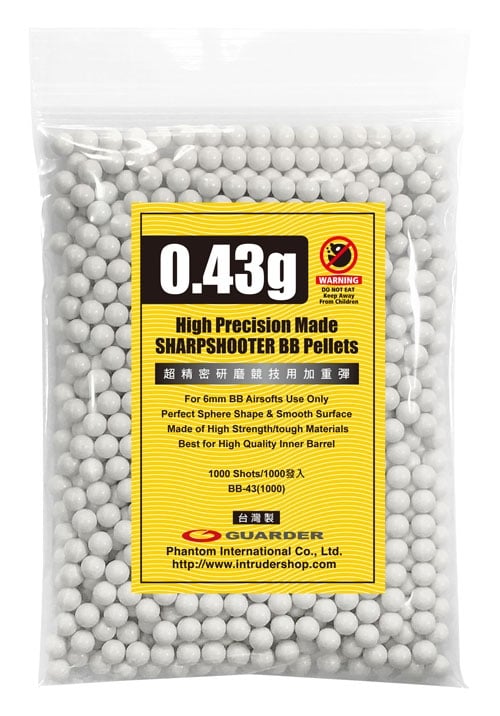 Guarder High Precision .43g BB's 1000 rnd Resealable Bag (White)