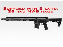Tokyo Marui GBBR MTR-16 Multi Tactical Airsoft Rifle. With 3 extra MWS 35 Rnd magazines