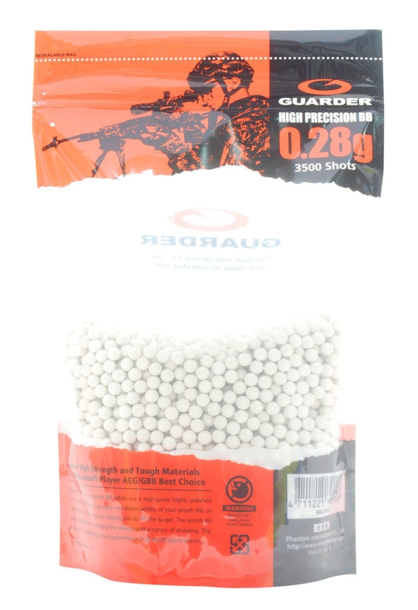 Guarder High Precision .28g BB's 3500 rnd Resealable Bag (White)