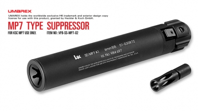 VFC Umarex HK MP7 QD Silencer (with flash hider) for KWA MP7
